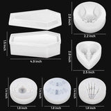 Halloween Silicone Epoxy Resin Molds Skull Hands Coffin Box Spider Jewelry Decor