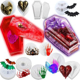 Halloween Silicone Epoxy Resin Molds Skull Hands Coffin Box Spider Jewelry Decor