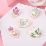 Skull Gem Ore Metal Enamel Pins Colorful Romance To Death Brooch