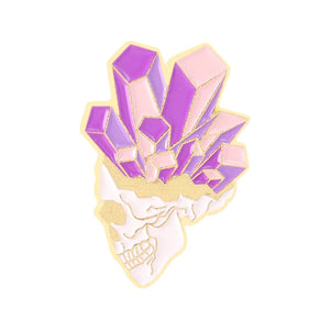 Skull Gem Ore Metal Enamel Pins Colorful Romance To Death Brooch