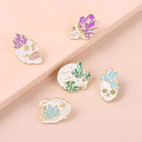 Skull Gem Ore Metal Enamel Pins Colorful Romance To Death Brooch