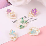 Skull Gem Ore Metal Enamel Pins Colorful Romance To Death Brooch