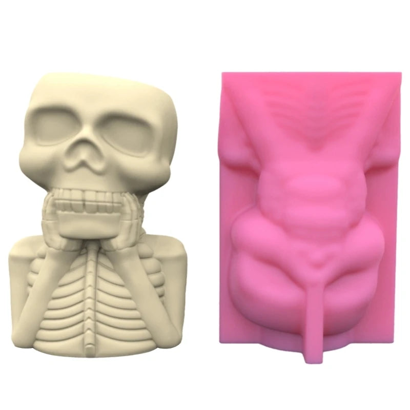Halloween Skull Gypsum Flower Pot Silicone Mold