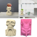 Halloween Skull Gypsum Flower Pot Silicone Mold