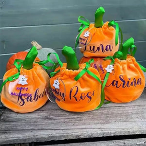 Halloween Velvet Pouch Bag Pumpkin Candy Gift Bag