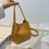 Vintage PU Leather Crossbody Bag Women Bucket Handbag
