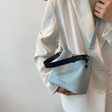 Vintage PU Leather Crossbody Bag Women Bucket Handbag