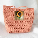 Hand Crocheted Hollow out satchel with Pendant