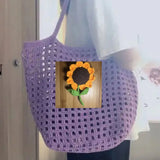 Hand Crocheted Hollow out satchel with Pendant