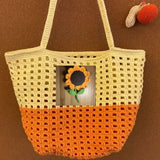 Hand Crocheted Hollow out satchel with Pendant