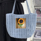 Hand Crocheted Hollow out satchel with Pendant