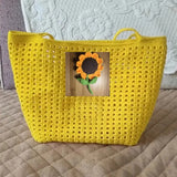 Hand Crocheted Hollow out satchel with Pendant