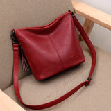 Leather Tassel Shoulder Bag for Women Handbag Crossbody