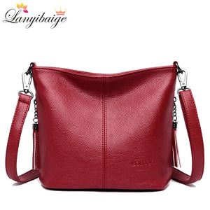 Leather Tassel Shoulder Bag for Women Handbag Crossbody