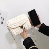Woven Crossbody Bag Chains Handbag for Women Small Square Purses