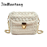 Woven Crossbody Bag Chains Handbag for Women Small Square Purses