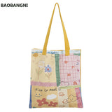 Women Canvas Shoulder Bag Hand Painted Tote Books Bag Shopping Bag
