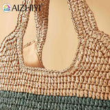 Hand-Woven Beach Vacation Bags Casual Large Capacity Striped Contrast