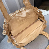 Hand-Woven Straw Bag Women Circle Shape Rattan Bag Big Capacity