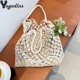 Hand-Woven Straw Bag Women Rattan Shoulder Tote