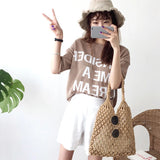 Hand-Woven Straw Bag Women Rattan Shoulder Tote