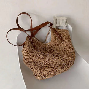 Straw Women's Shoulder Handbag Bohemian Summer Beach Tote Bag