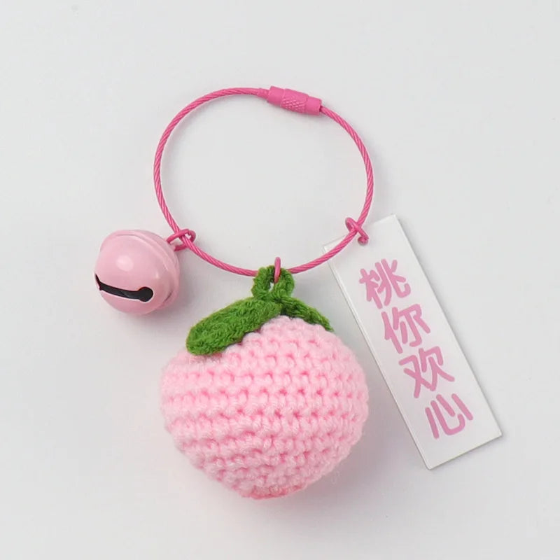 Hand Crocheted Peach Doll Pendant Key Chain Backpack Decoration