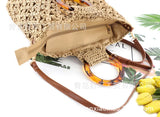 Hand-held Paper Rope Crochet Bag Shoulder Woven Beach Messenger Bag