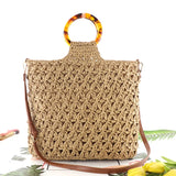 Hand-held Paper Rope Crochet Bag Shoulder Woven Beach Messenger Bag