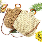 Hand-held Paper Rope Crochet Bag Shoulder Woven Beach Messenger Bag