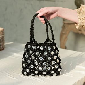 Hand-sewn Holiday Woven Diamond Mini Bucket Bag