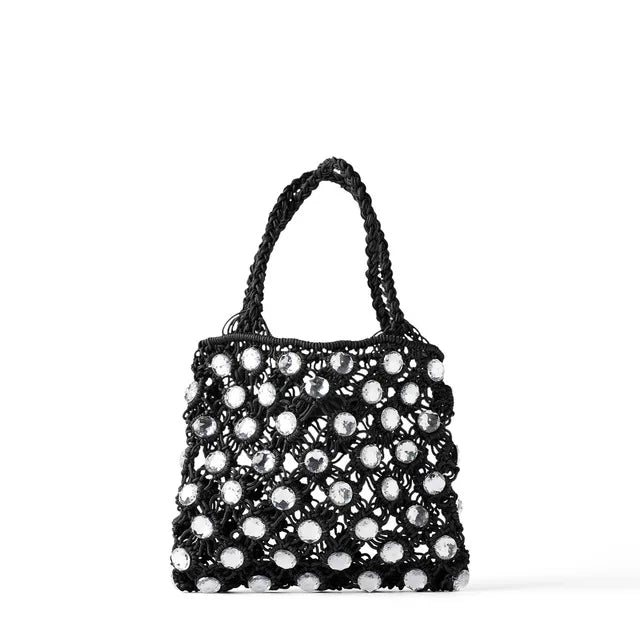 Hand-sewn Holiday Woven Diamond Mini Bucket Bag