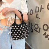 Hand-sewn Holiday Woven Diamond Mini Bucket Bag