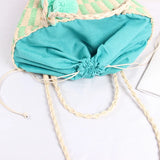 Hand-woven Wool Ball Straw Bag Beach Tote Shoulder Bag