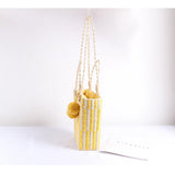 Hand-woven Wool Ball Straw Bag Beach Tote Shoulder Bag