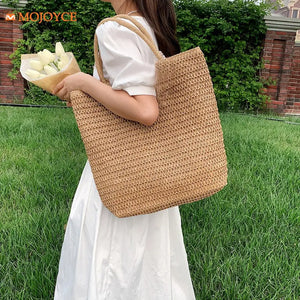 Bohemian Summer Straw Beach Tote Bag Women's Shoulder Handbag