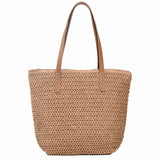 Bohemian Straw Beach Tote Bag Hand-woven Shoulder Handbag