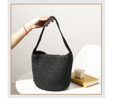 Hand-Woven Straw Bucket Bag Seaside Beach Vacation