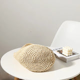 Hand-Woven Straw Bucket Bag Seaside Beach Vacation