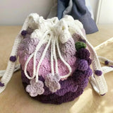 Hand-Woven Rainbow Messenger Bag Bucket Bag Key Bag Wallet Storage Bag