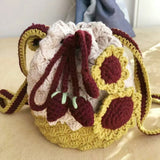 Hand-Woven Rainbow Messenger Bag Bucket Bag Key Bag Wallet Storage Bag