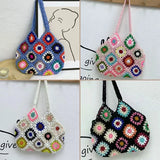 Hand-Woven Rainbow Messenger Bag Bucket Bag Key Bag Wallet Storage Bag