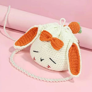 Hand Woven Sleepy Rabbit Bucket Bag