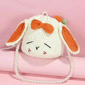 Hand Woven Sleepy Rabbit Bucket Bag