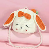 Hand Woven Sleepy Rabbit Bucket Bag