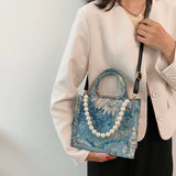 Vintage Oil Painting Canvas Tote Bag for Women