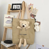 Canvas Bag Woman Casual Femele Shoulder Bags Bear Canvas Shoulder Bags