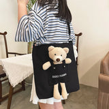 Canvas Bag Woman Casual Femele Shoulder Bags Bear Canvas Shoulder Bags