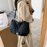 Retro Ladies Tote Bag Diamond Lattice Shoulder Bag