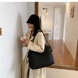 Retro Ladies Tote Bag Diamond Lattice Shoulder Bag